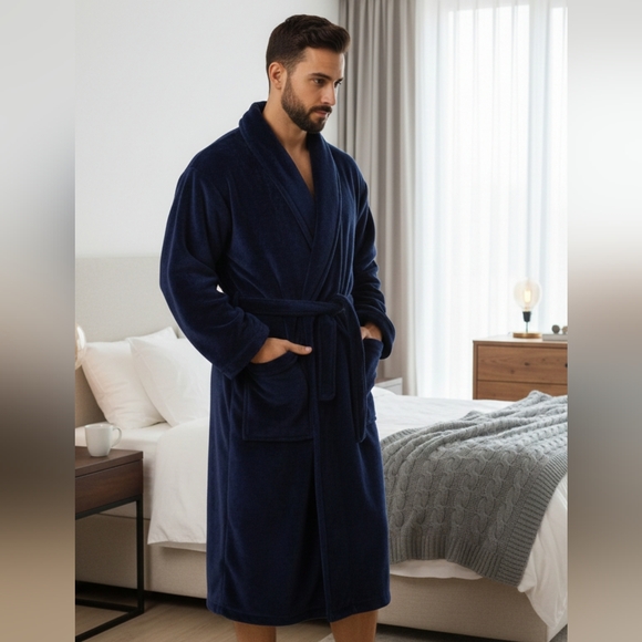 Men's Navy Robe - Picture 2 of 10